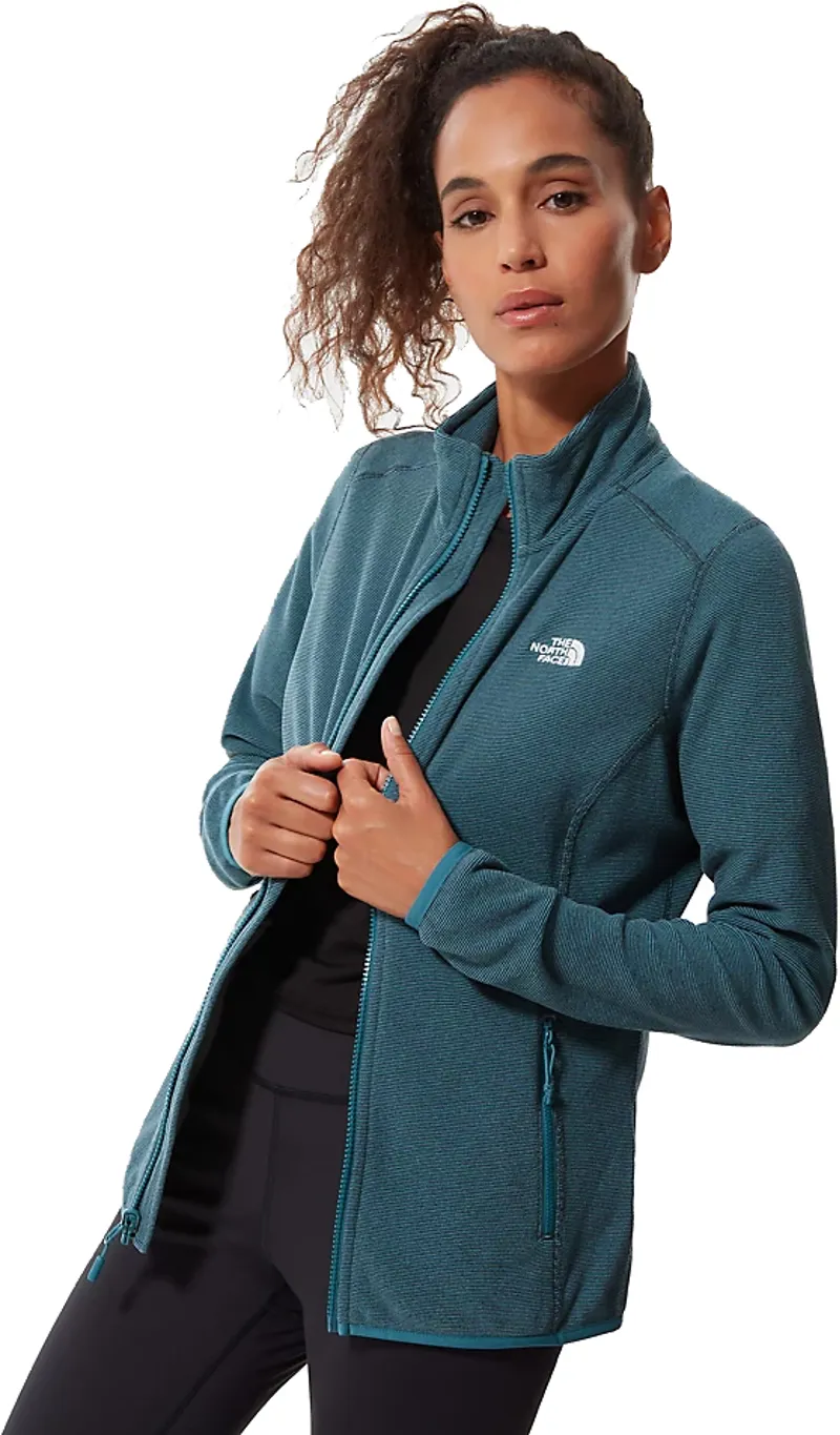 The North Face Womens 100 Glacier Full Zip Fleece - Mallard Blue - Aviator Navy Stripe-2